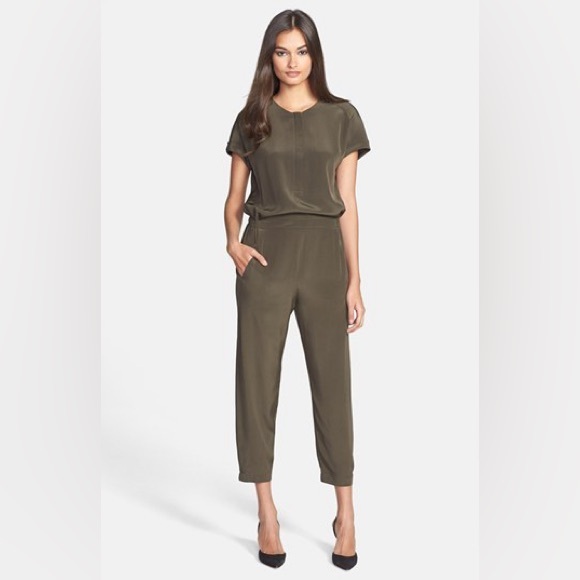 Vince black silk short sleeve jumpsuit - size 10 (Medium) - Picture 2 of 6